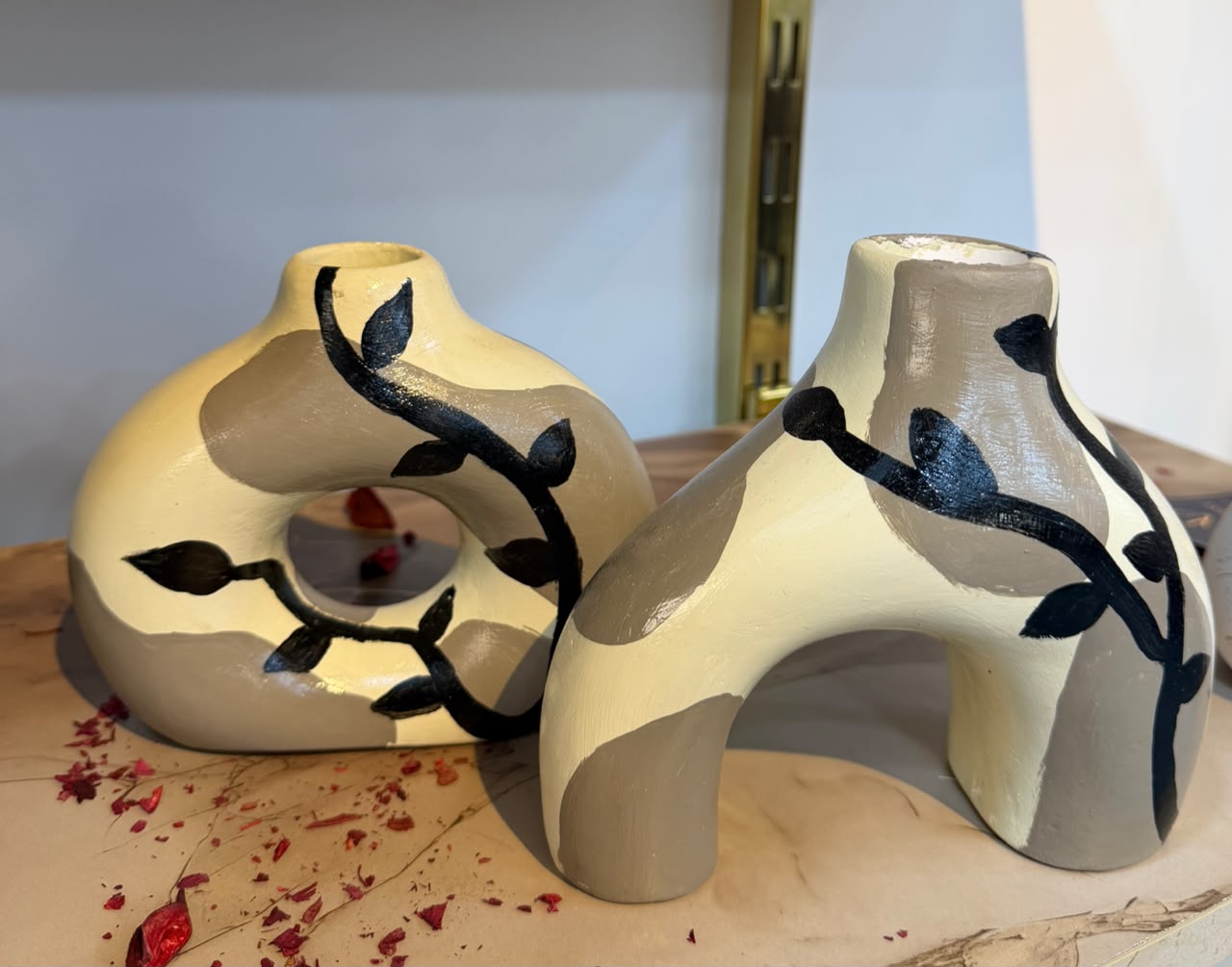 Hand-Painted Leaf Vases