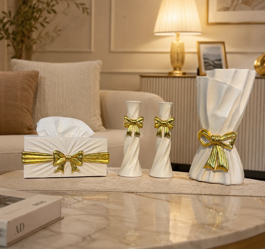 White Bow Decor Set